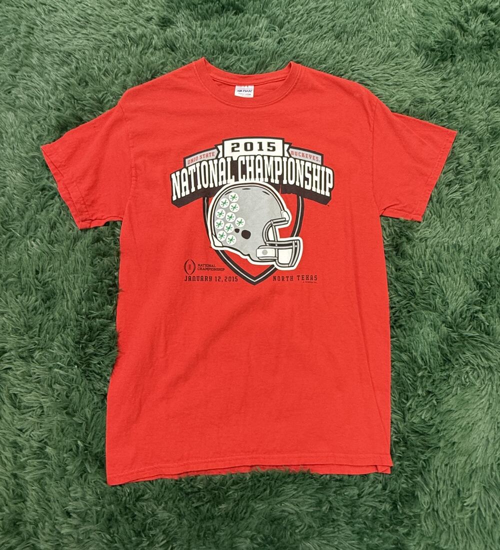 Ohio State Buckeyes 2015 National Championship NCAA Football Red T-Shirt Men's M